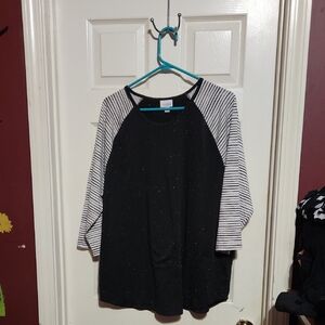 LuLaRoe Black Top with Multicolor Logo Randy